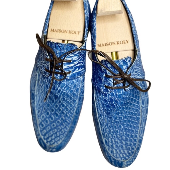 Maison Koly X Enzo Bonafe Zanzibar Suede alligator Navy - Picture 2 of 7